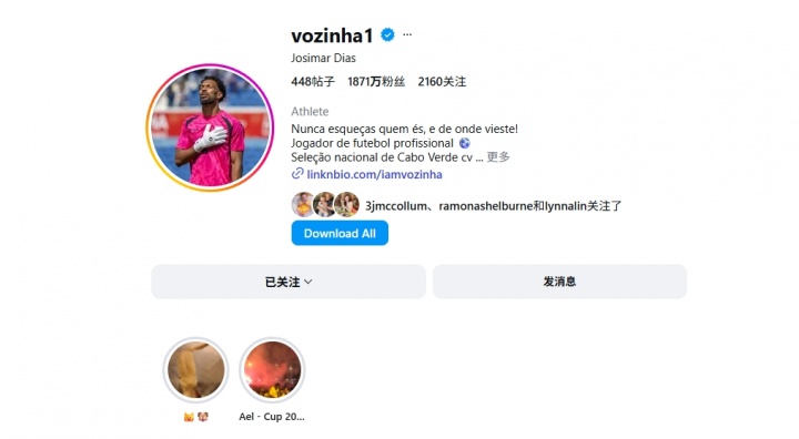 8扑救封梅西任意球+单刀，佛得角门将沃齐尼亚社媒粉丝数突破1871万