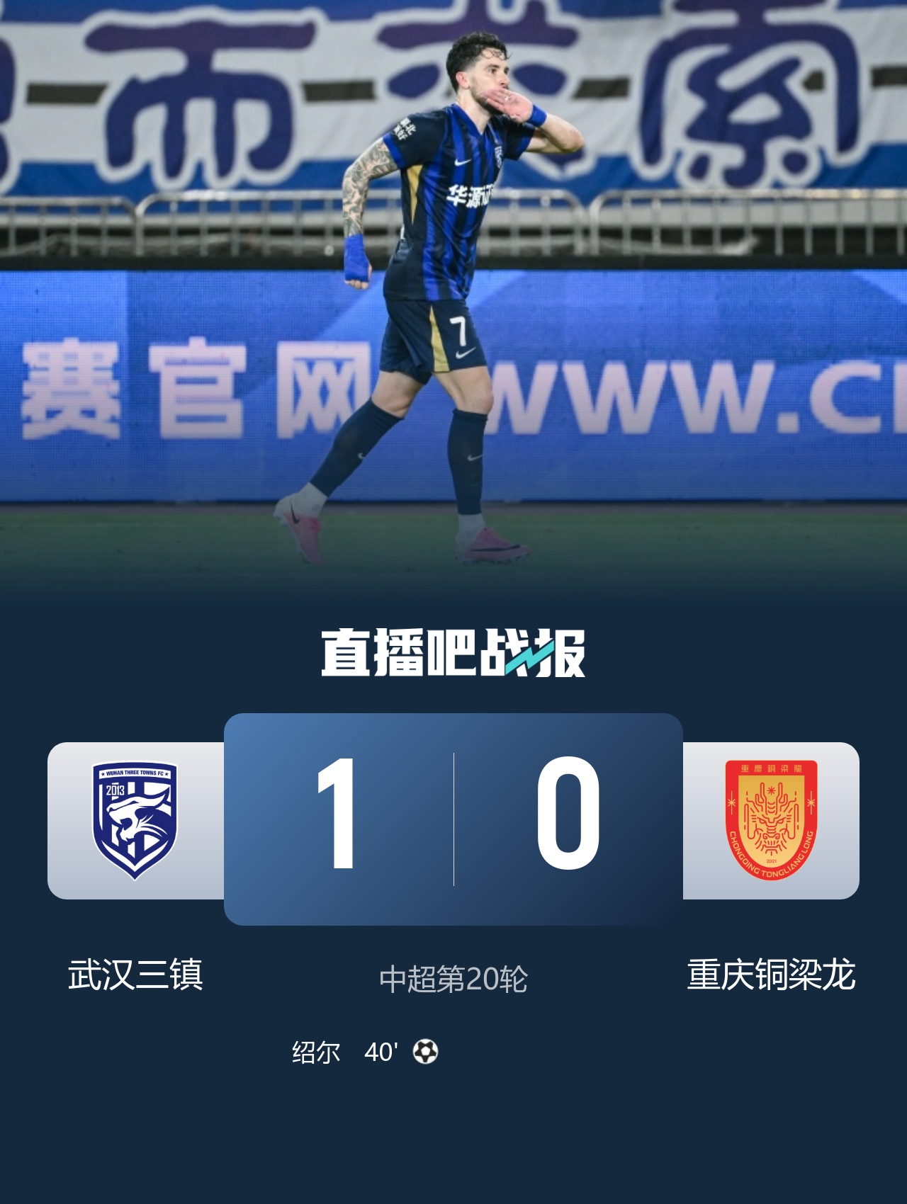 绍尔头槌定胜局 三镇1-0力克铜梁龙止颓势 绍尔头槌定胜局 三镇1-0力克铜梁龙止颓势
